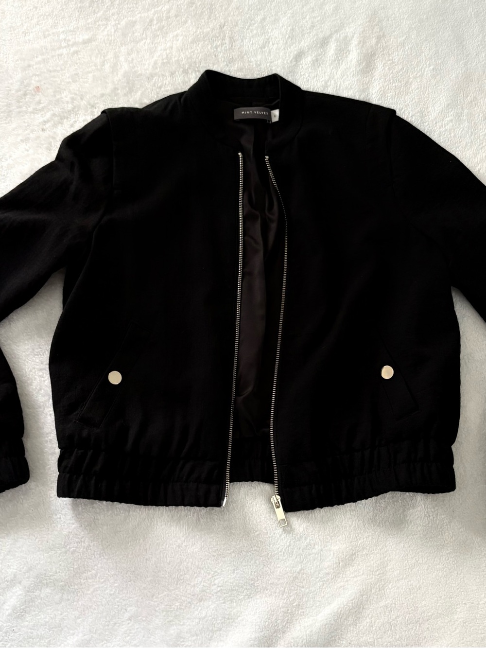Black Bomber Jacket with Silver Hardware